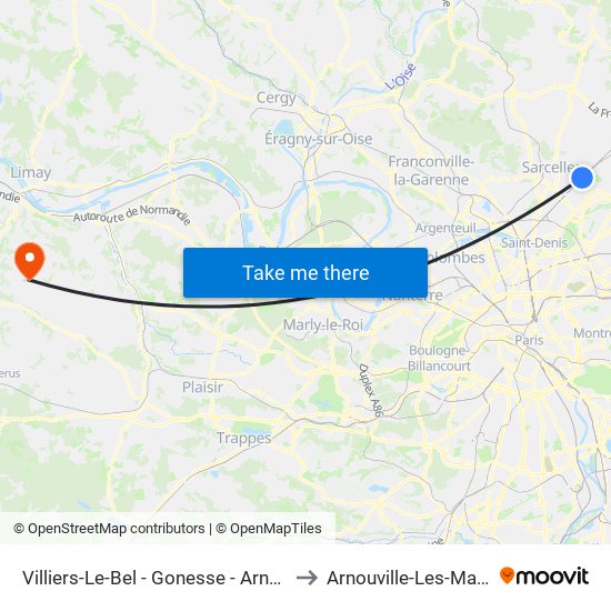 Villiers-Le-Bel - Gonesse - Arnouville to Arnouville-Les-Mantes map