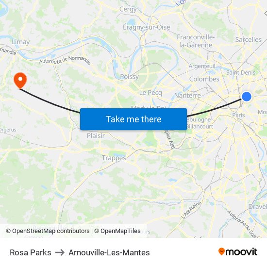 Rosa Parks to Arnouville-Les-Mantes map