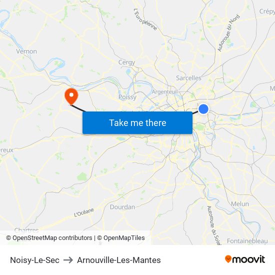 Noisy-Le-Sec to Arnouville-Les-Mantes map