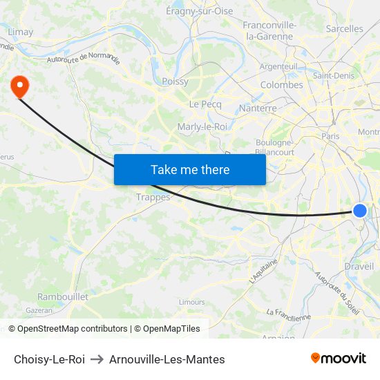 Choisy-Le-Roi to Arnouville-Les-Mantes map