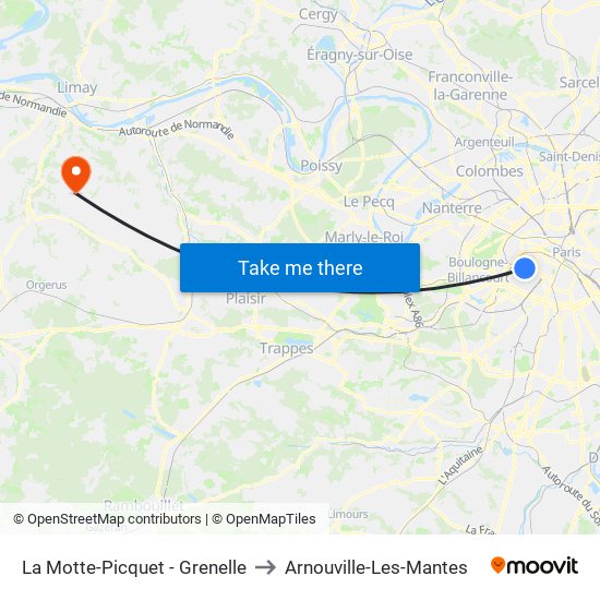 La Motte-Picquet - Grenelle to Arnouville-Les-Mantes map