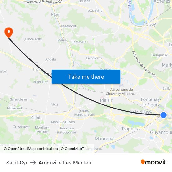 Saint-Cyr to Arnouville-Les-Mantes map