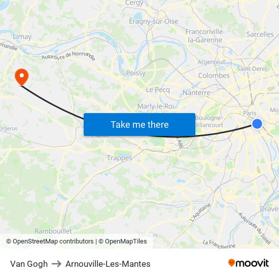 Van Gogh to Arnouville-Les-Mantes map