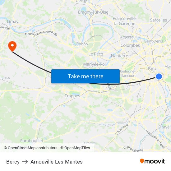 Bercy to Arnouville-Les-Mantes map