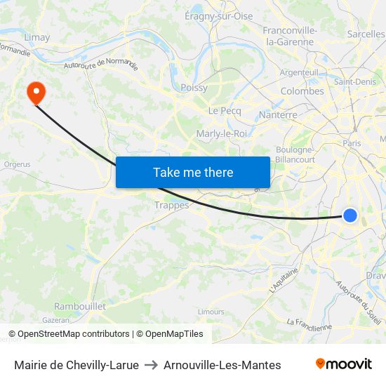 Mairie de Chevilly-Larue to Arnouville-Les-Mantes map