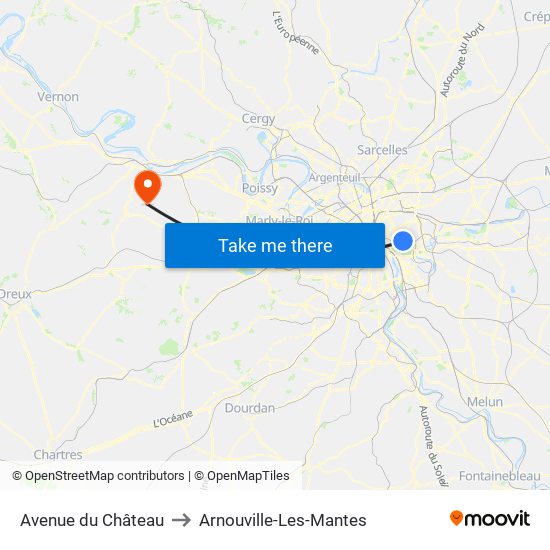 Avenue du Château to Arnouville-Les-Mantes map