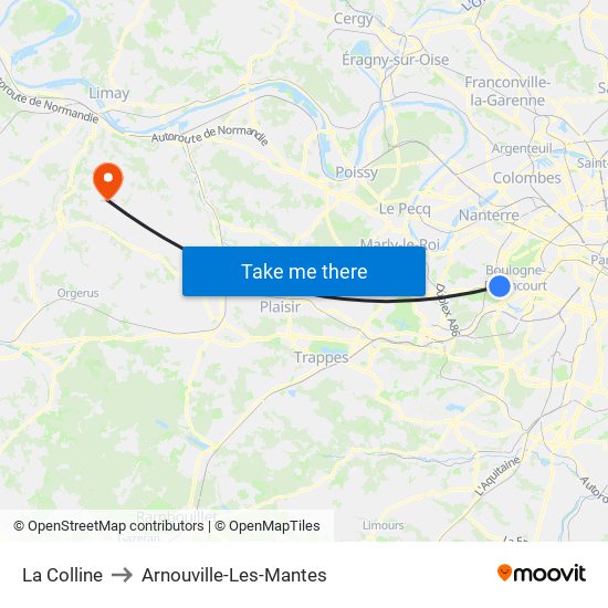 La Colline to Arnouville-Les-Mantes map
