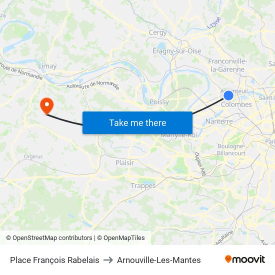 Place François Rabelais to Arnouville-Les-Mantes map