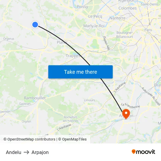 Andelu to Arpajon map