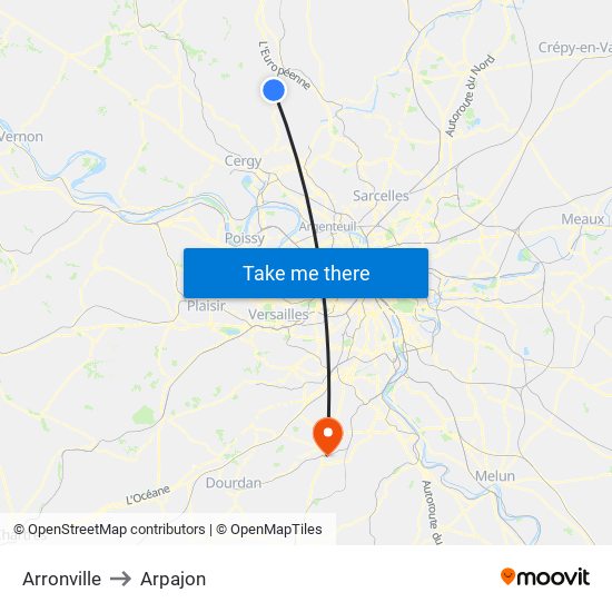 Arronville to Arpajon map