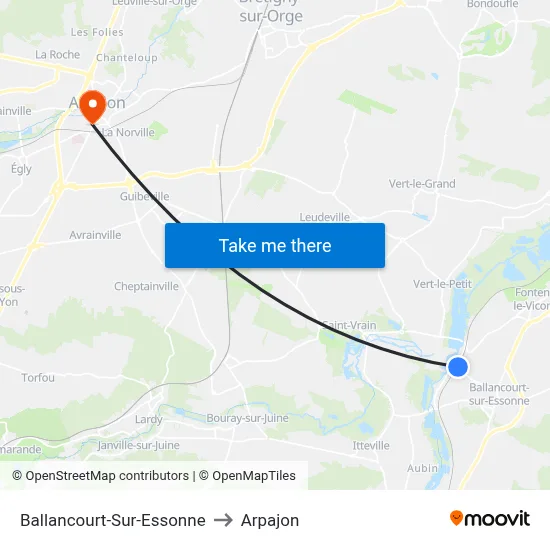 Ballancourt-Sur-Essonne to Arpajon map