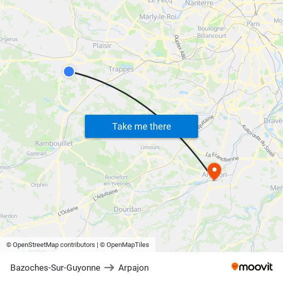 Bazoches-Sur-Guyonne to Arpajon map