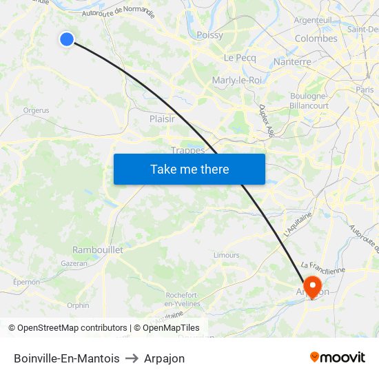 Boinville-En-Mantois to Arpajon map