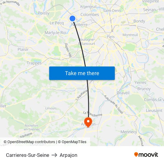 Carrieres-Sur-Seine to Arpajon map