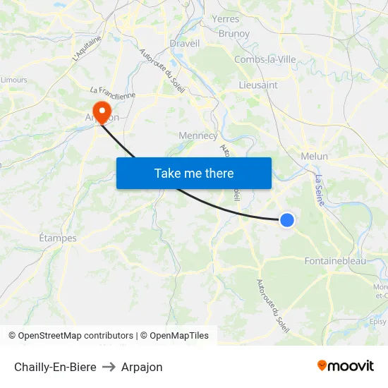 Chailly-En-Biere to Arpajon map