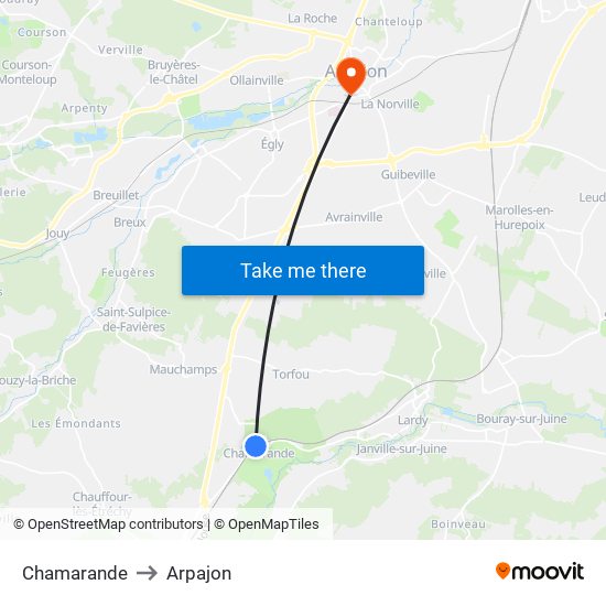 Chamarande to Arpajon map