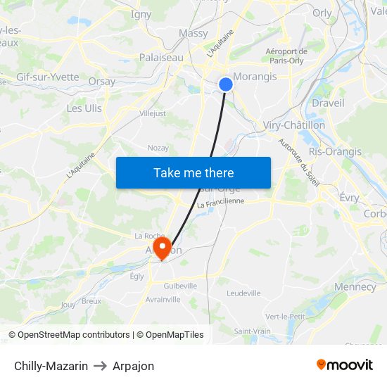 Chilly-Mazarin to Arpajon map