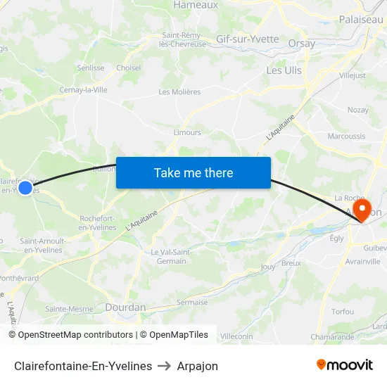 Clairefontaine-En-Yvelines to Arpajon map
