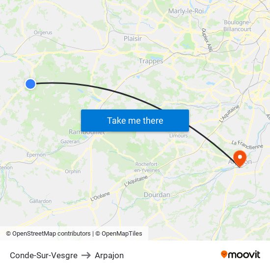 Conde-Sur-Vesgre to Arpajon map