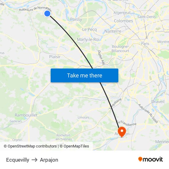 Ecquevilly to Arpajon map