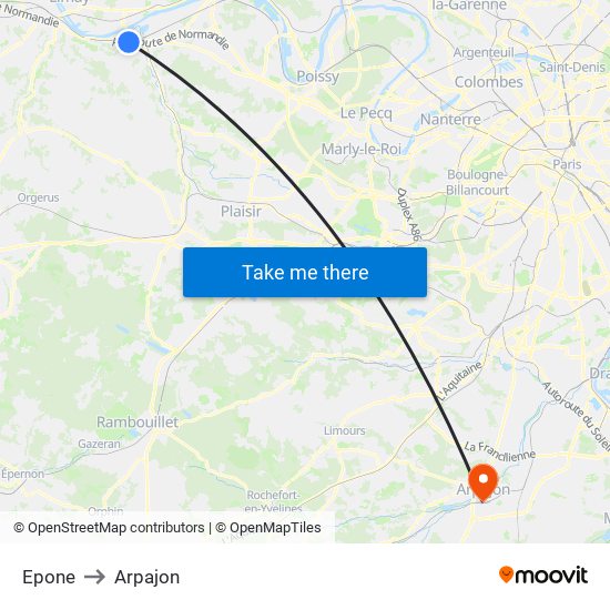 Epone to Arpajon map