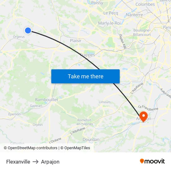 Flexanville to Arpajon map