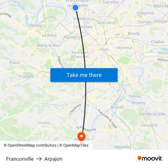 Franconville to Arpajon map