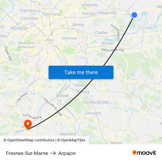 Fresnes-Sur-Marne to Arpajon map