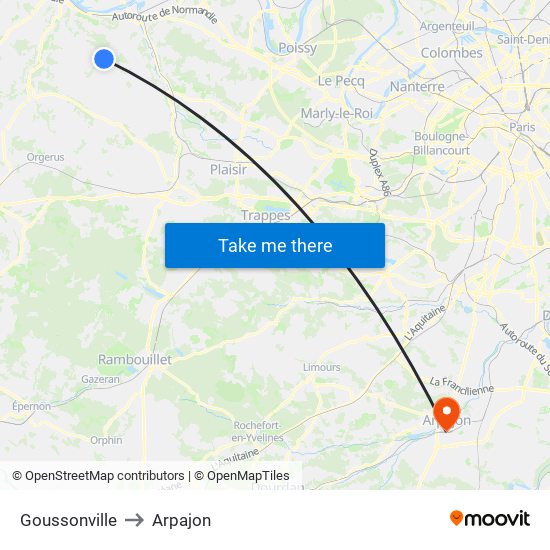 Goussonville to Arpajon map