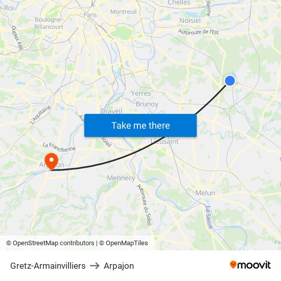 Gretz-Armainvilliers to Arpajon map