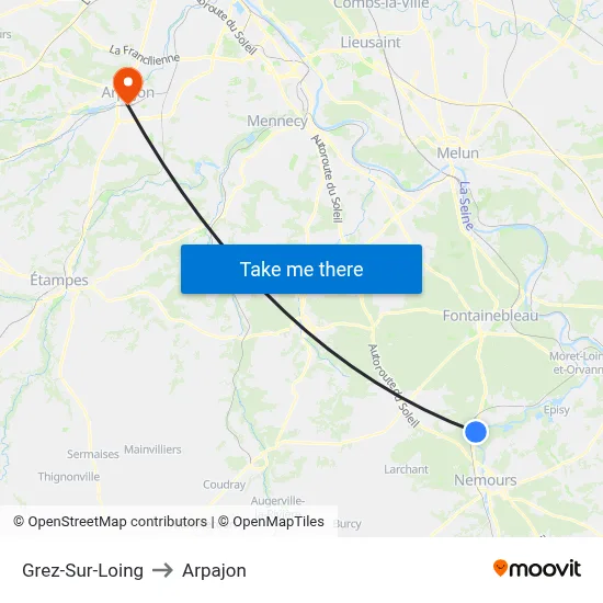 Grez-Sur-Loing to Arpajon map