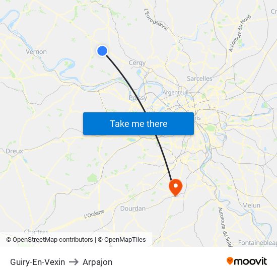Guiry-En-Vexin to Arpajon map