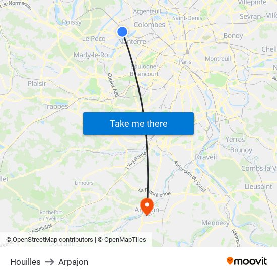 Houilles to Arpajon map