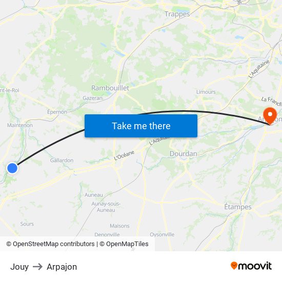 Jouy to Arpajon map