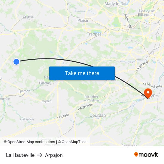 La Hauteville to Arpajon map