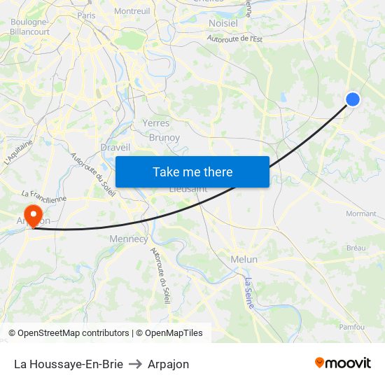 La Houssaye-En-Brie to Arpajon map