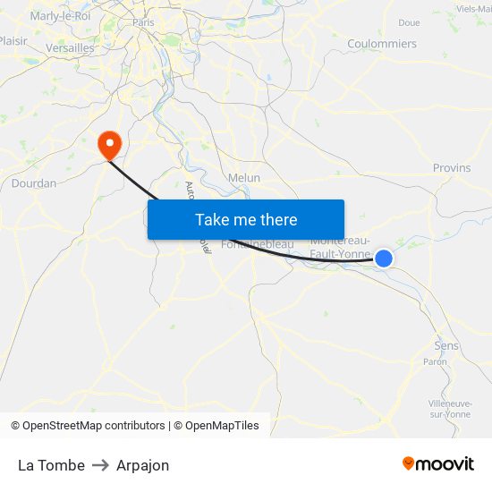 La Tombe to Arpajon map