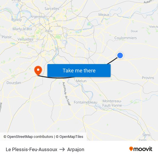 Le Plessis-Feu-Aussoux to Arpajon map