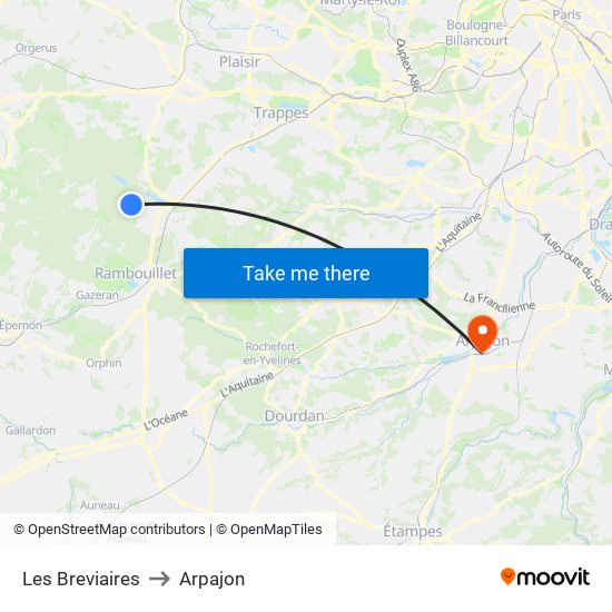 Les Breviaires to Arpajon map