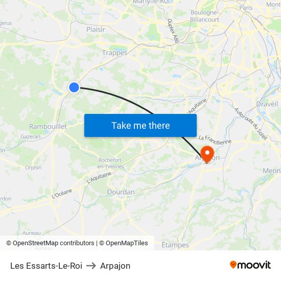 Les Essarts-Le-Roi to Arpajon map