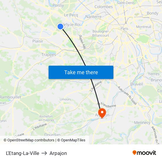 L'Etang-La-Ville to Arpajon map