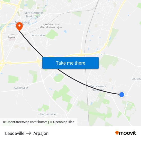 Leudeville to Arpajon map