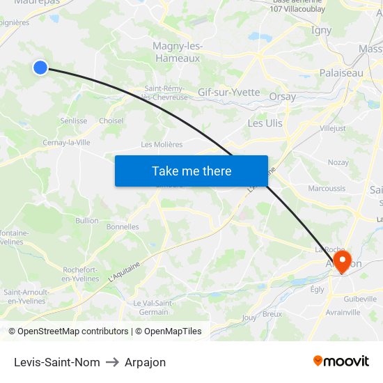 Levis-Saint-Nom to Arpajon map