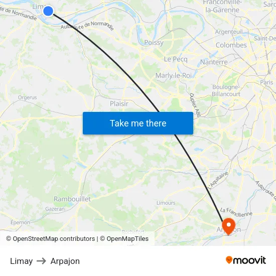 Limay to Arpajon map