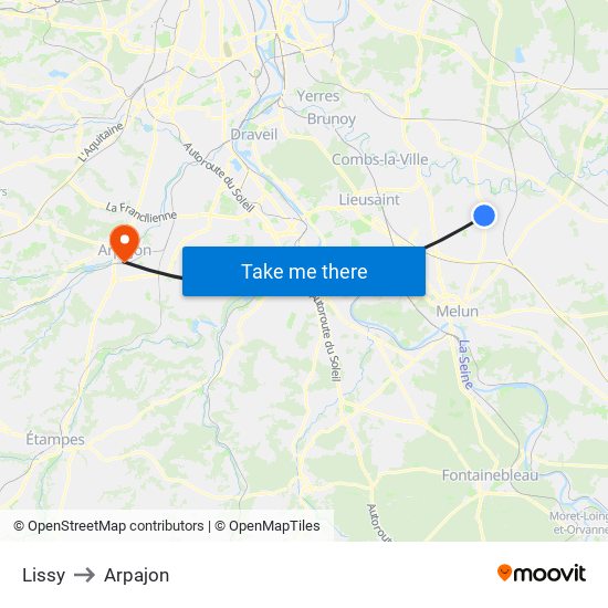Lissy to Arpajon map