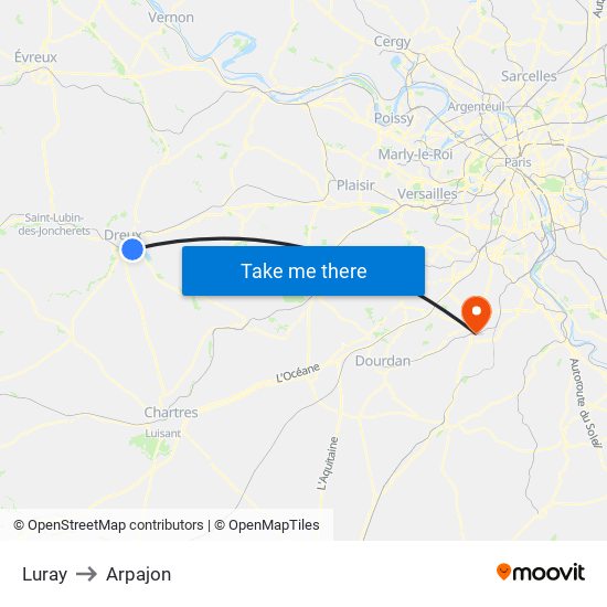 Luray to Arpajon map