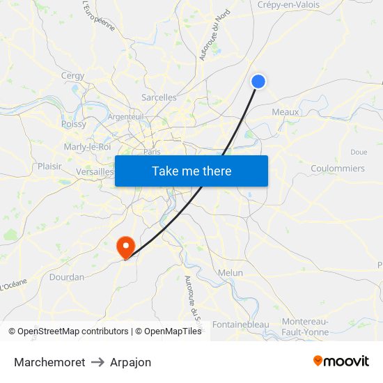 Marchemoret to Arpajon map