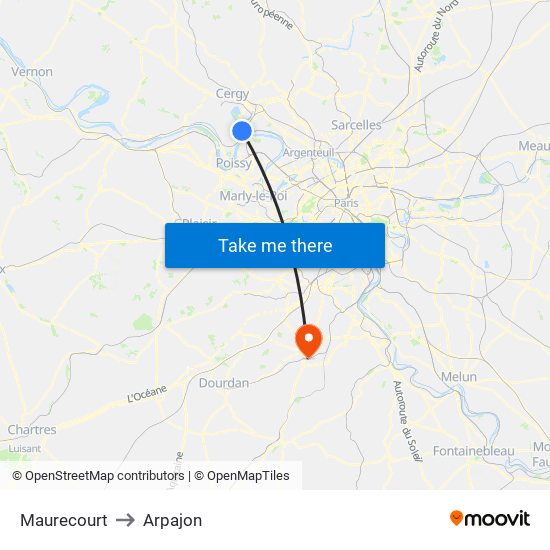Maurecourt to Arpajon map