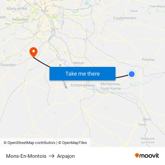 Mons-En-Montois to Arpajon map