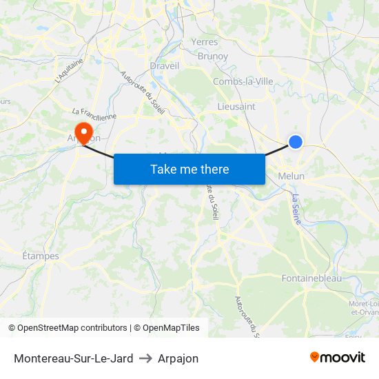 Montereau-Sur-Le-Jard to Arpajon map